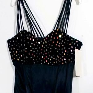 New All that Jazz Formal Dress Size 9/10 Black Juniors Women's   Sequin Strappy